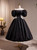 Vintage Black Puff Sleeve Prom Dress