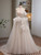 Beige Tulle Sequins Pleats Wedding Dress