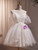 Ivory White Tulle Spaghetti Straps Pearls Homecoming Dress