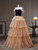 Champagne Tulle Tiers Beading Prom Dress