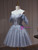Blue Gray Tulle Beading Homecoming Dress
