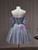 Blue Gray Tulle Beading Homecoming Dress