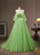 Green Tulle Sweetheart Pleats Prom Dress