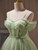 Green Tulle Spaghetti Straps Appliques Beading Homecoming Dress