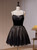 Black Tulle Lace Spaghetti Straps Homecoming Dress