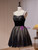 Black Tulle Lace Spaghetti Straps Homecoming Dress