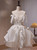 White Satin Lace Beading Homecoming Dress