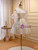 White Tulle Pearls Bow Homecoming Dress