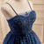 Navy Blue Tulle Spaghetti Straps Beading Homecoming Dress