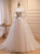 Biege Tulle Spahetti Straps Backless Pleats Wedding Dress
