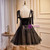 Black Tulle Lace Straps Homecoming Dress