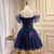 Navy Blue Spaghetti Straps Tulle Pleats Homecoming Dress