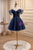 Navy Blue Spaghetti Straps Tulle Pleats Homecoming Dress