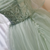 Green Tulle Sequins Appliques Beading Prom Dress