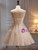 Ivory Tulle Sequins Spaghetti Straps Flower Homecoming Dress