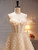 Champagne Tulle Flower Homecoming Dress