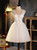 Ivory Tulle Satin V-neck Backless Homecoming Dress