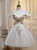 Ivory White Tulle Appliques Beading Homecoming Dress