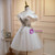 Ivory White Tulle Appliques Beading Homecoming Dress