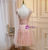 Pink Tulle Appliques Straps Homecoming Dress