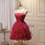 Burgundy Tulle Spaghetti Straps Pearls Homecoming Dress
