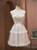 Champagne Tille Spaghetti Straps Pearls Homecoming Dress