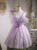 Purple Tulle Lace Straps Homecoming Dress