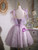 Purple Tulle Lace Straps Homecoming Dress