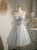 Gray Tulle Spaghetti Straps Sequins Homecoming Dress