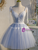 Blue Tulle Lace Straps Homecoming Dress