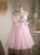 Pink Tulle Spaghetti Straps Pearls Homecoming Dress