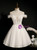 White Tulle Spaghetti Straps Beading Lace Up Homecoming Dress