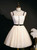 Ivory Tulle Lace Button Homecoming Dress