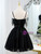Black Tulle Feather Spaghetti Straps Homecoming Dress