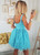 Queenly Blue V-neck Appliques Tulle A-line Homecoming Dress