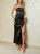 Split Stitching Lace Suspender Long Dress