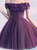 Cute A line Dark Purple Homecoming Dresses Off-shoulder Short Prom Dress