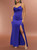 Blue Solid Color Split Sling Long Dress