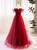 Red Tulle Off the Shoulder Beading Prom Dress