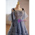 Blue Tulle Sequins Spaghetti Straps Tiers Prom Dress