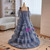 Blue Tulle Sequins Spaghetti Straps Tiers Prom Dress