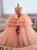Pink Ball Gown Strapless Pleats Flower Prom Dress