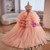 Pink Ball Gown Strapless Pleats Flower Prom Dress