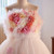 White Tulle Strapless Flower Prom Dress