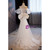 White Mermaid Lace Strapless Pearls Wedding Dress