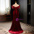 Burgundy Mermaid Velvet Off the Shoulder Pleats Prom Dress