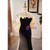 Black Velvet Champagne Bow Strapless Prom Dress