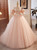 Light Pink Tulle Puff Sleeve Beading Prom Dress