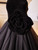 Black Tulle Velvet Halter Flower Prom Dress