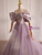 Purple Tulle Off the Shoulder Bow Prom Dress